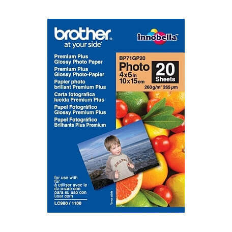 Brother BP71GP20 Premium Glossy Photo Paper papier photos Blanc