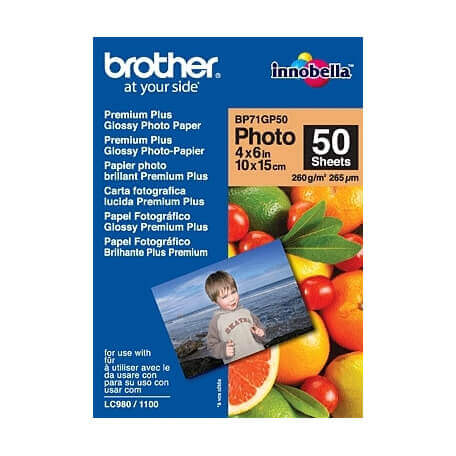 Brother BP71GP50 Premium Glossy Photo Paper papier photos Blanc