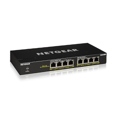 Netgear GS308PP Non-géré Gigabit Ethernet (10/100/1000) Noir Connexion Ethernet, supportant l'alimentation via ce port (PoE)