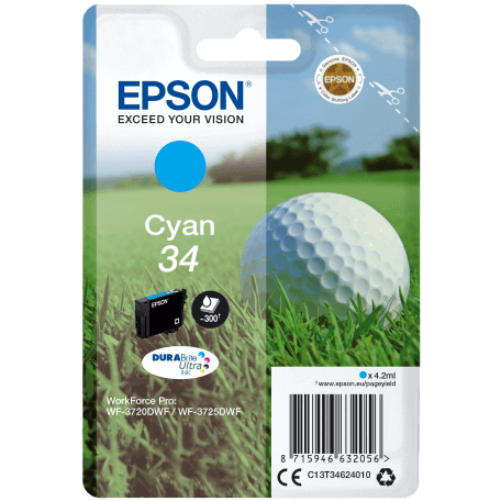 Epson Golf ball Singlepack Cyan 34 DURABrite Ultra Ink