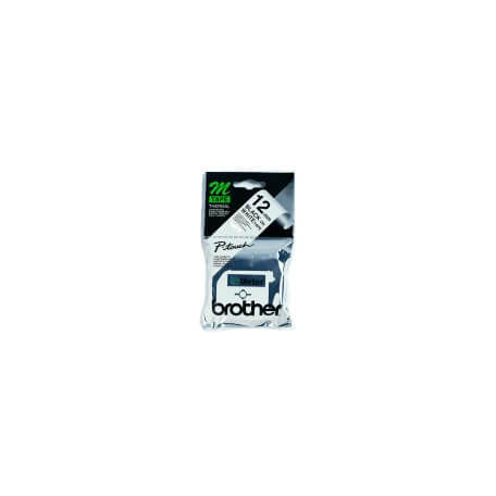 Brother Labelling Tape - 12mm, Black/White, Blister ruban d'étiquette M