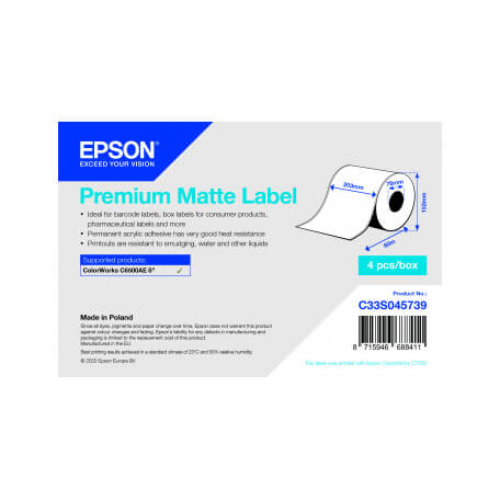 Epson PREM MAT LBL CONT ROLL 203MM X 60M