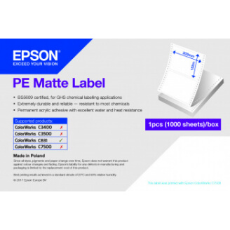 Epson PE Matte Label - Die-cut Fanfold sheets with sprockets: 203mm x 305mm, 500 labels