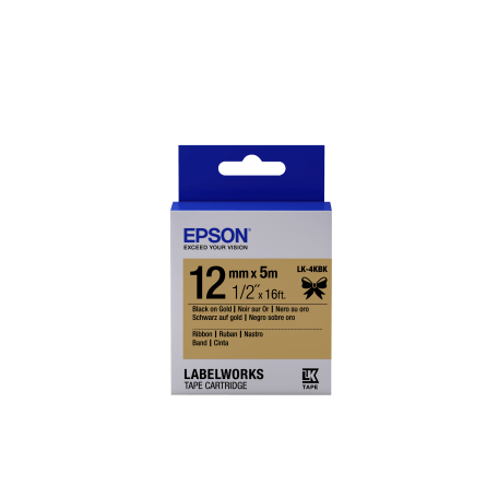 Epson Ruban satin pour étiqueteuse LK-4KBK Noir/Or 12 mm (5 m)