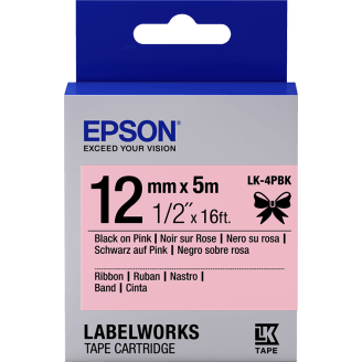 Epson Ruban satin pour étiqueteuse LK-4PBK Noir/Rose 12 mm (5 m)