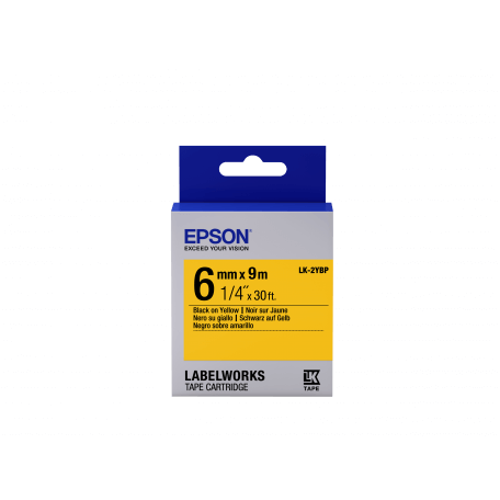 Epson LK-2YBP - Couleur Pastel - Noir surJaune - 6mmx9m