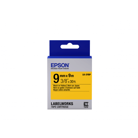 Epson LK-3YBP - Couleur Pastel - Noir sur Jaune - 9mmx9m