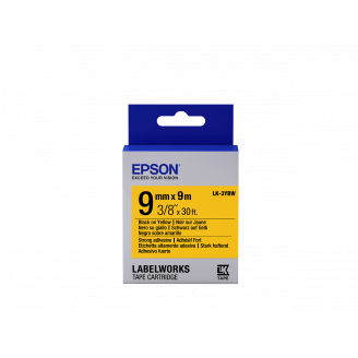 Epson LK-3YBW - Adhésif Fort - Noir sur Jaune - 9mmx9m