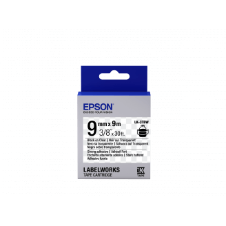 Epson LK-3TBW - Adhésif Fort - Noir sur Transparent - 9mmx9m