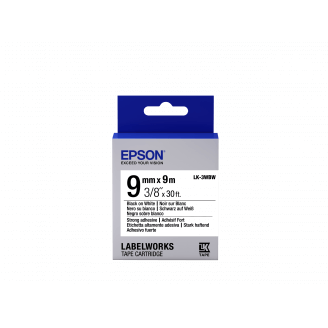Epson LK-3WBW - Adhésif Fort - Noir sur Blanc - 9mmx9m