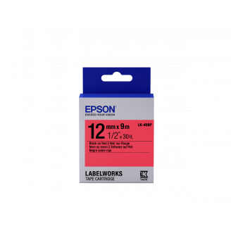 Epson LK-4RBP - Couleur Pastel - Noir sur Rouge - 12mmx9m