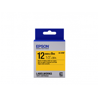 Epson LK-4YBP - Couleur Pastel - Noir sur Jaune - 12mmx9m