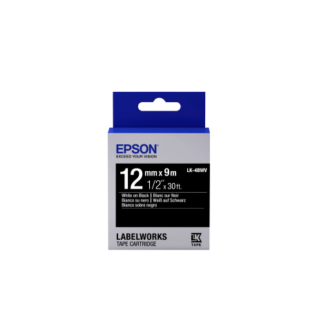 Epson LK-4BWV - Brillant - Blanc sur Noir - 12mmx9m