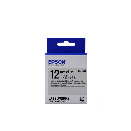 Epson LK-4SBE - Mat - Noir sur Argent Mat - 12mmx9m