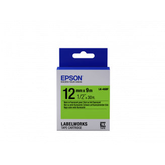 Epson LK-4GBF - Fluorescent - Noir sur Vert - 12mmx9m