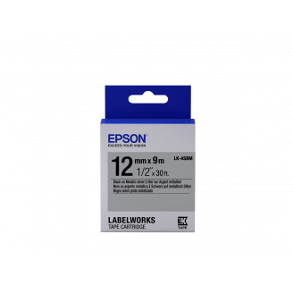Epson LK-4SBM - Métallisé - Noir sur Argent - 12mmx9m