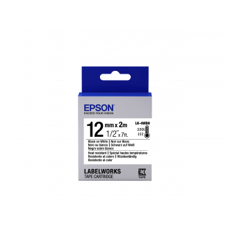 Epson LK-4WBH - Spécial hautes températures - Noir sur Blanc - 12mmx2m