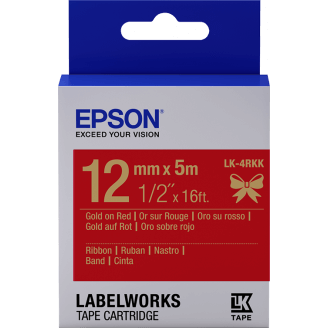 Epson Ruban satin pour étiqueteuse LK-4RKK Or/Rouge 12 mm (5 m)