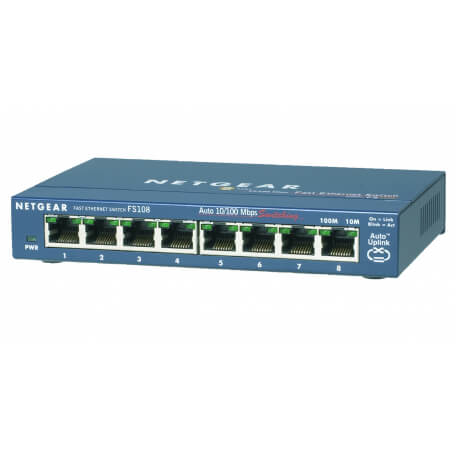 Netgear FS108-300PES commutateur réseau Non-géré L2 Fast Ethernet (10/100) Bleu
