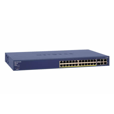 Netgear FS728TP-100EUS commutateur réseau Géré Fast Ethernet (10/100) Bleu Connexion Ethernet, supportant l'alimentation via ce