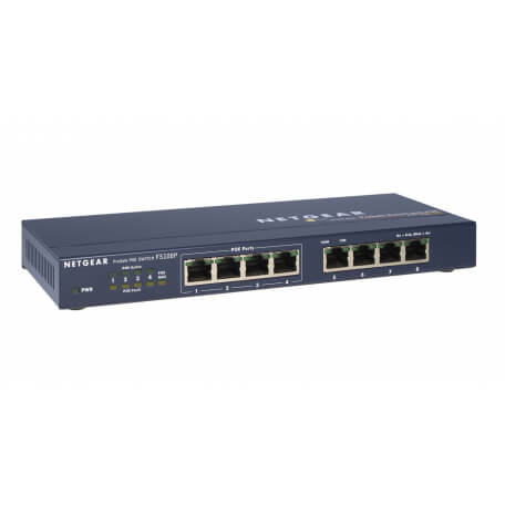 Netgear FS108P Non-géré Fast Ethernet (10/100) Connexion Ethernet, supportant l'alimentation via ce port (PoE)