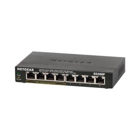 Netgear GS308P-100PES commutateur réseau Non-géré L3 Gigabit Ethernet (10/100/1000) Noir Connexion Ethernet, supportant l'alimen
