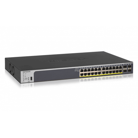 Netgear GS728TP Géré L2/L3/L4 Gigabit Ethernet (10/100/1000) Noir 1U Connexion Ethernet, supportant l'alimentation via ce port (